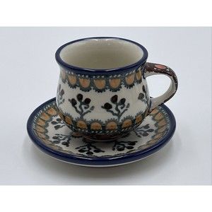 COPY - Polish Pottery UNIKAT 79  T. Liana Bell Shape Demitasse Tea Cup Saucer S…